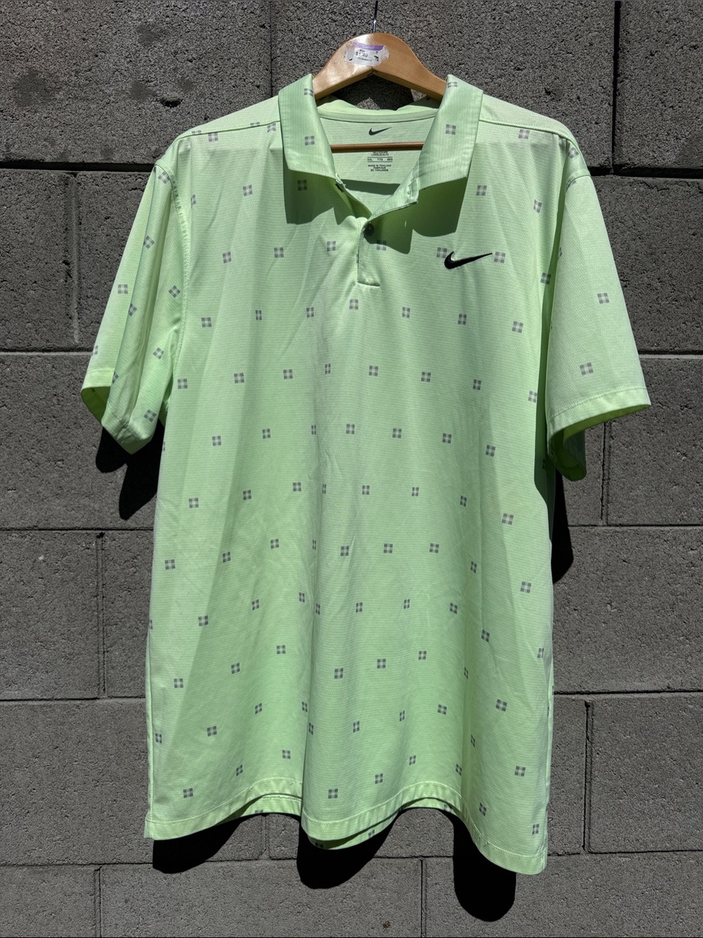 Nike Men’s Dri-Fit Mint Green Polo with Subtle Micro Print XXL TALL